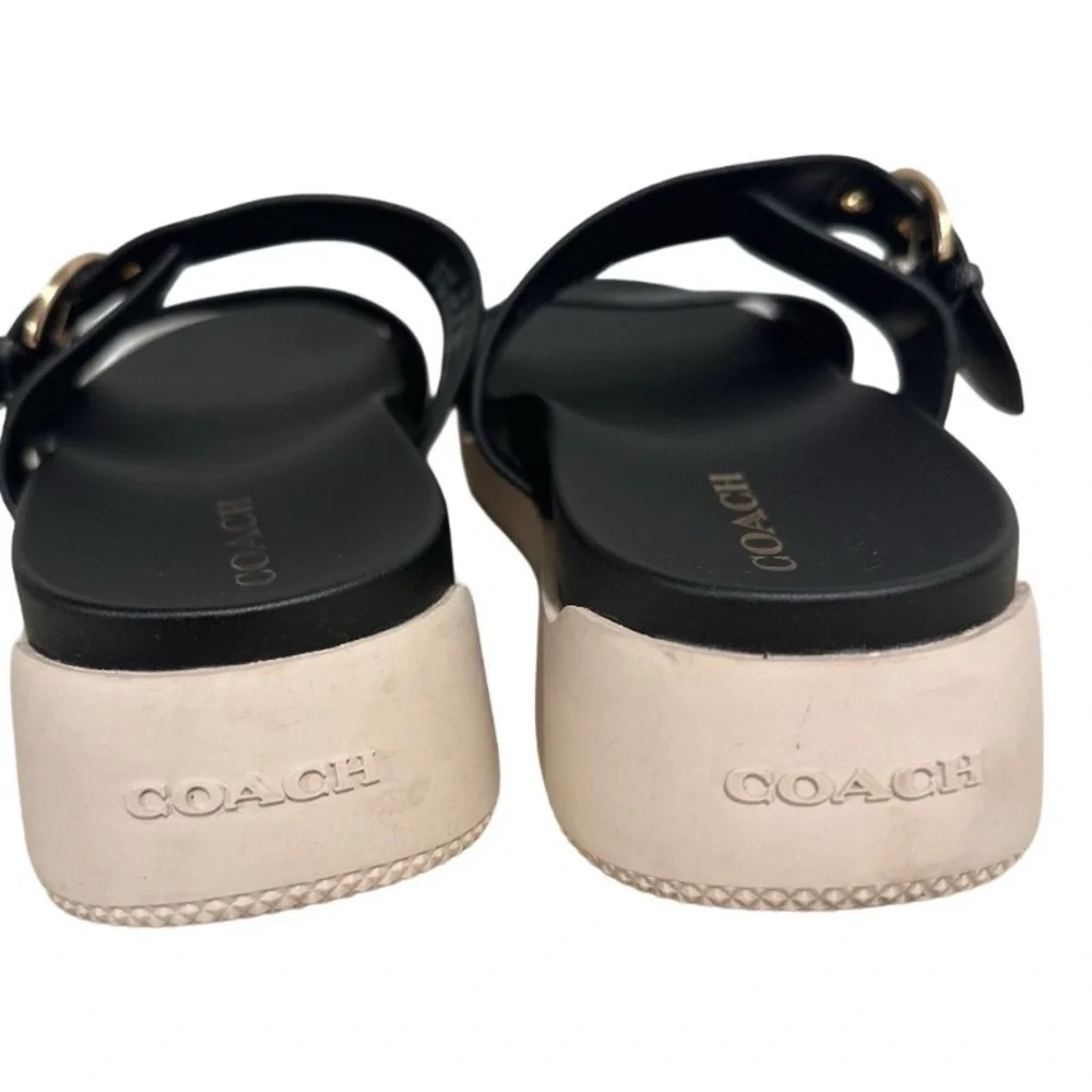 COACH Gwen Signature Black Golden Buckle Leather Strap Sandals 8B US / 38.5 EU - Picture 9 of 16